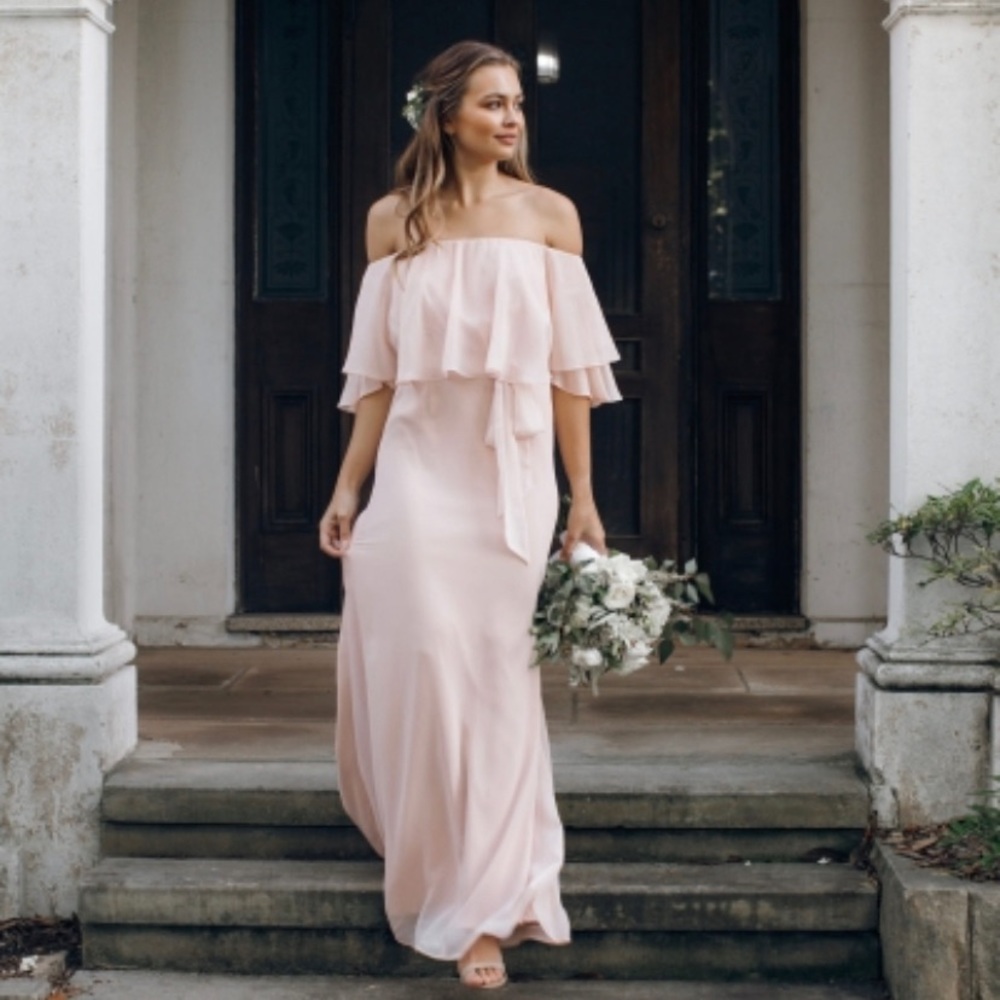 Esther and Co Blush Bridesmaid dress